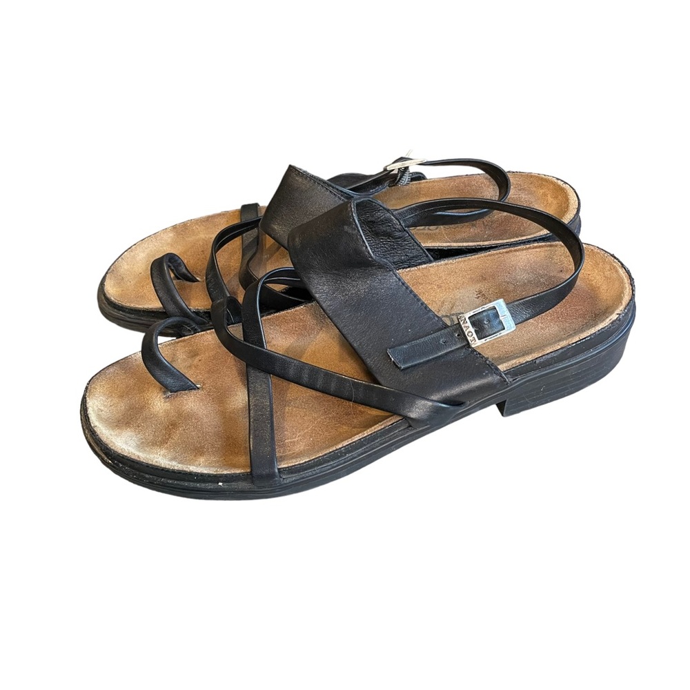 Naot Sandals Women Size 38 US 7 Black Leather Strappy Comfort Sandals - Picture 2 of 7